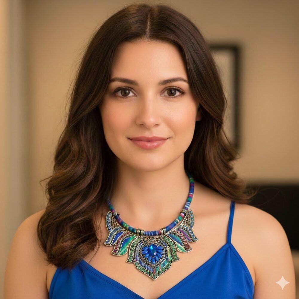 Multicolor Blue Statement Necklace